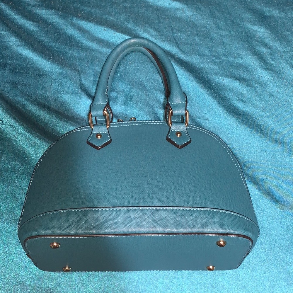 Solid blue handbag